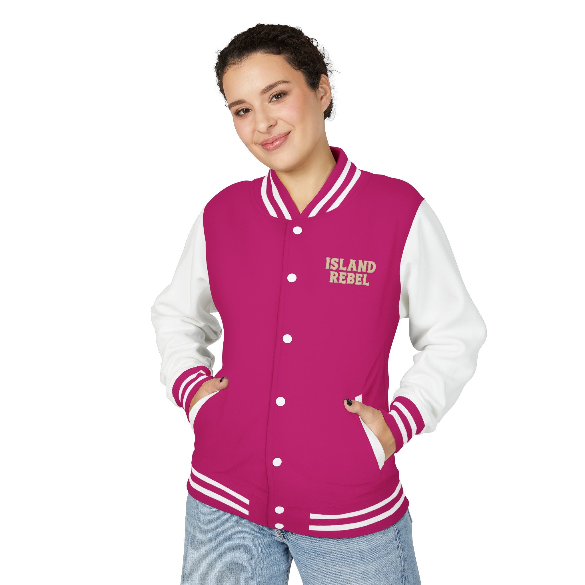 Letterman Jacke College mit Island-Rebel-Aufdruck
