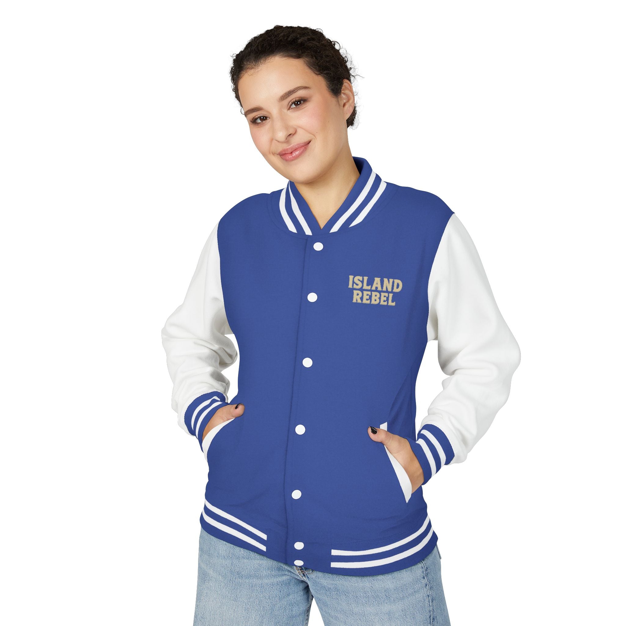 Letterman Jacke College mit Island-Rebel-Aufdruck