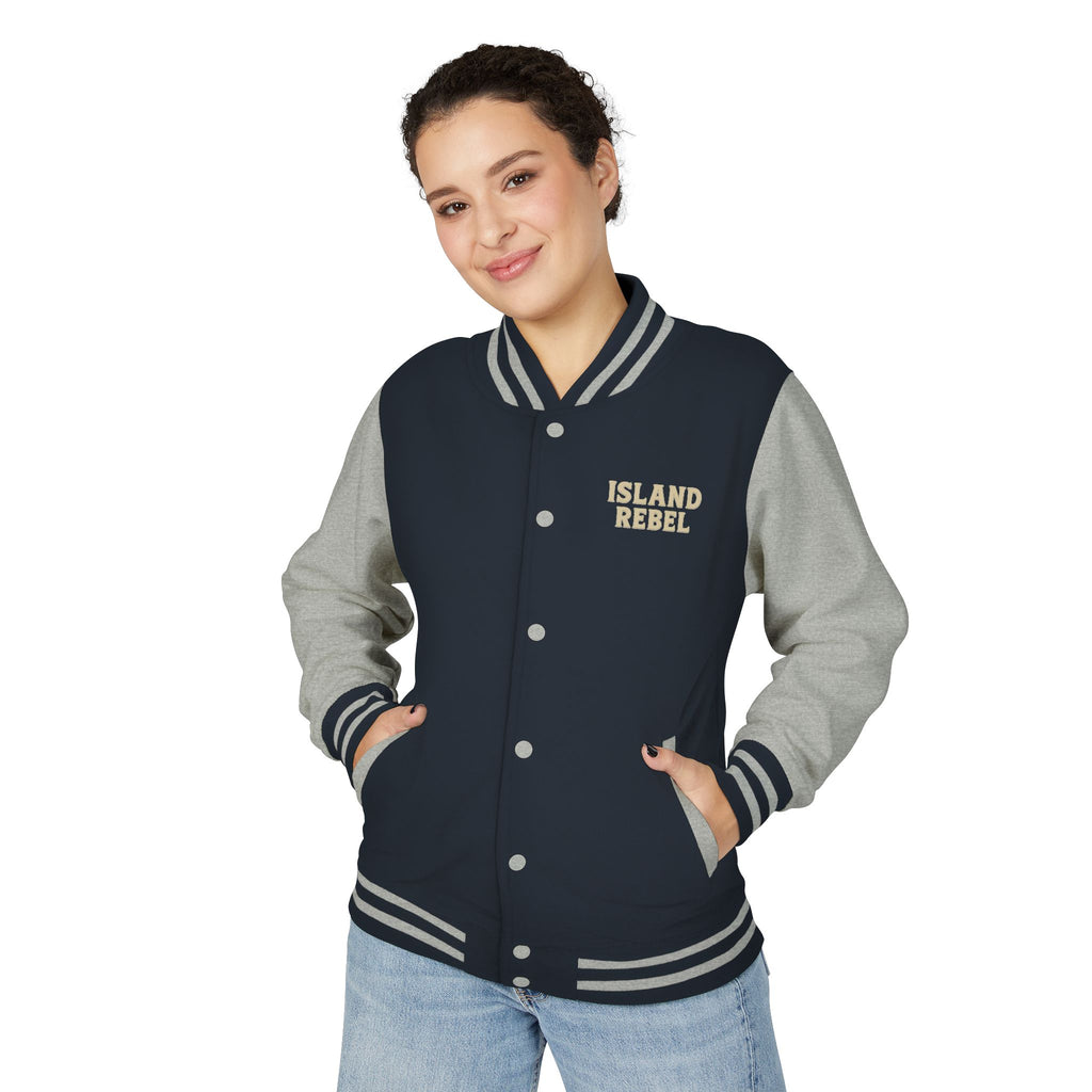 Letterman Jacke College mit Island-Rebel-Aufdruck