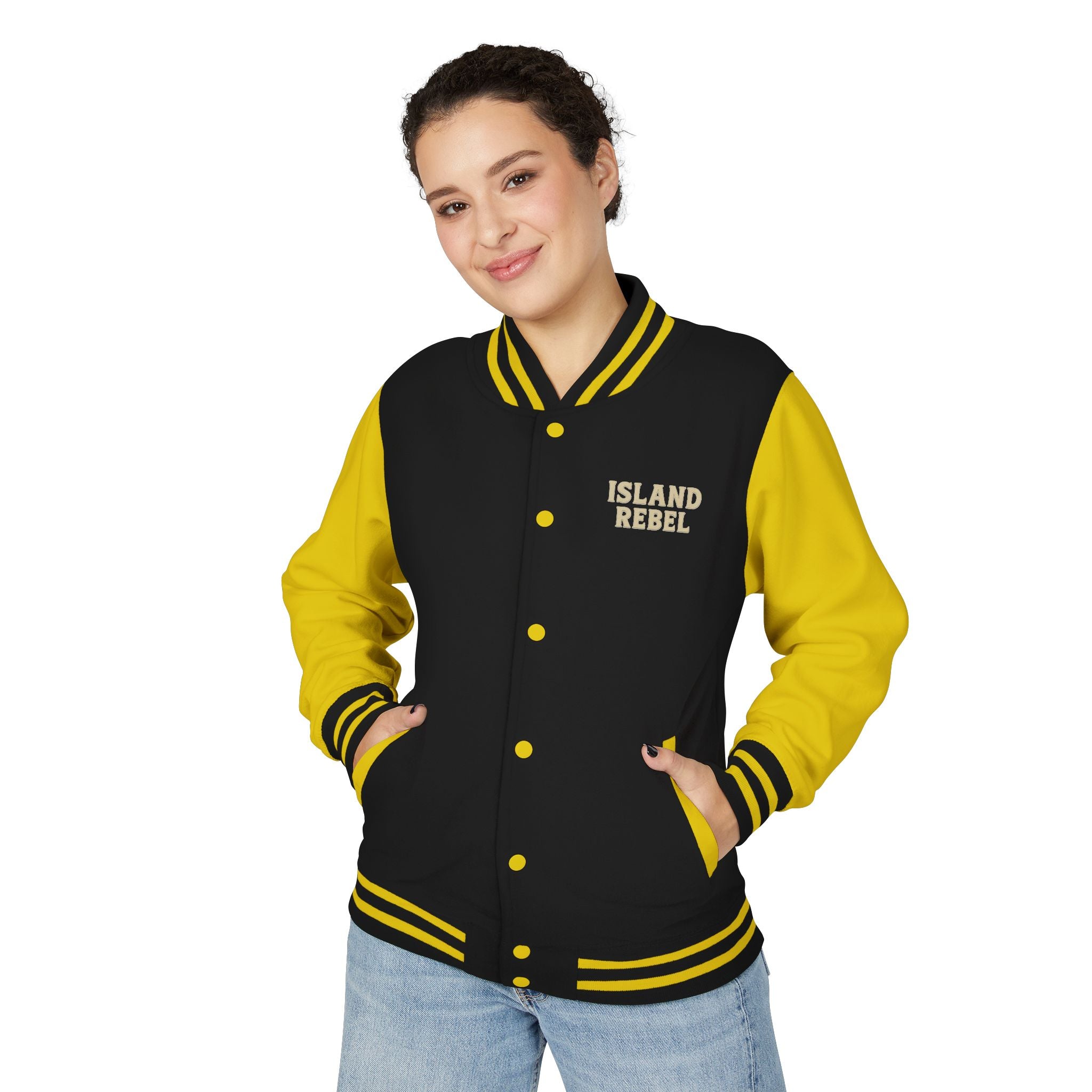 Letterman Jacke College mit Island-Rebel-Aufdruck