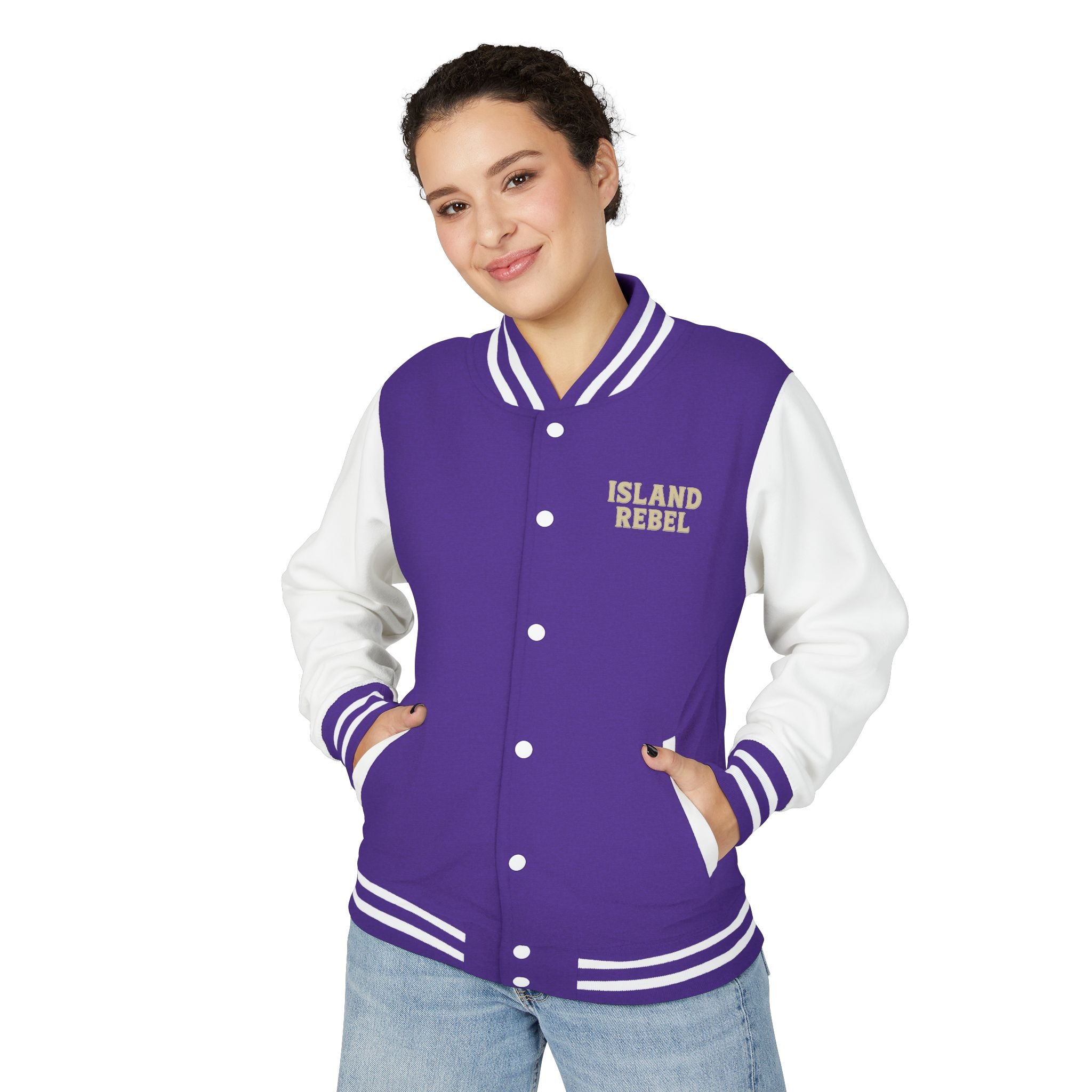 Letterman Jacke College mit Island-Rebel-Aufdruck