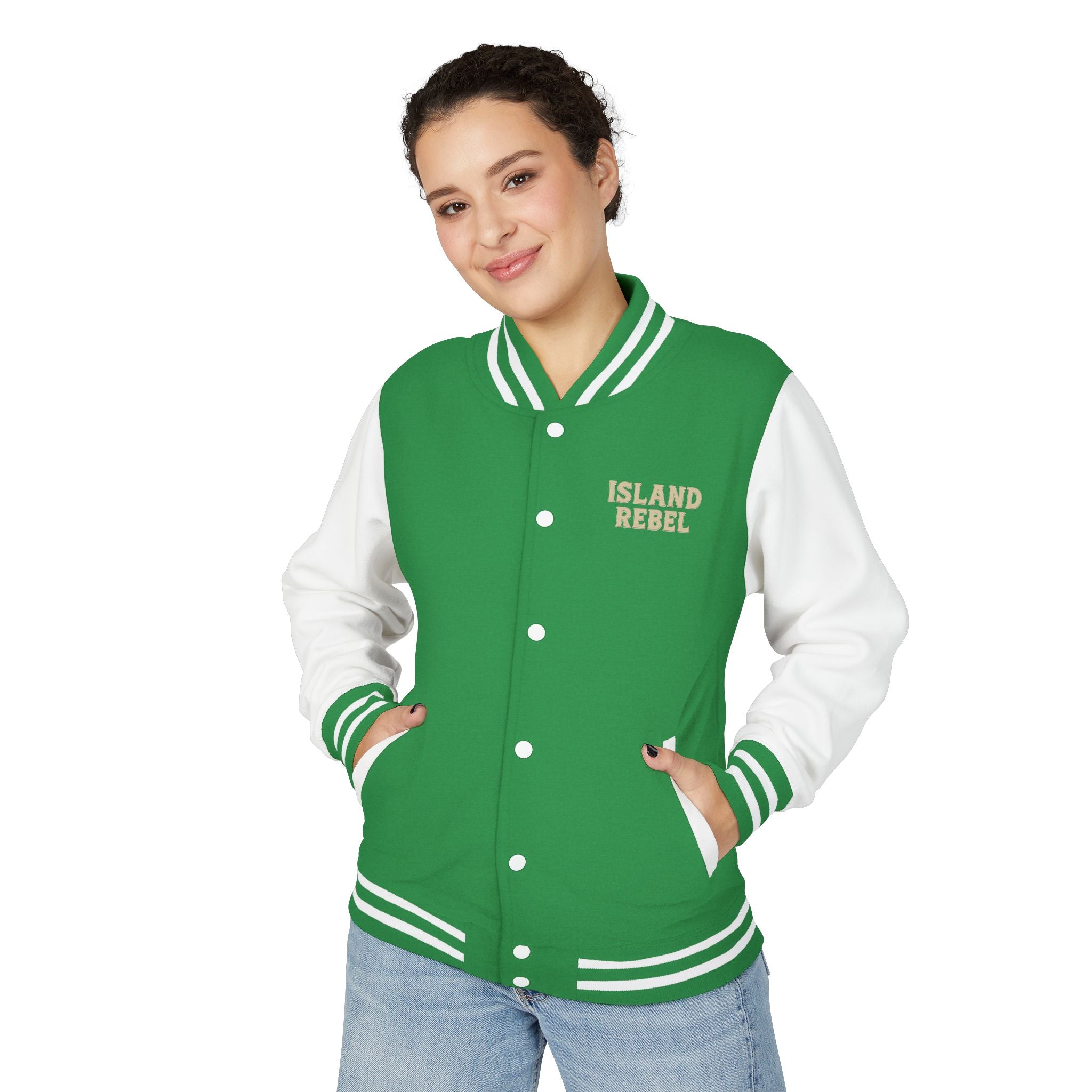 Letterman Jacke College mit Island-Rebel-Aufdruck