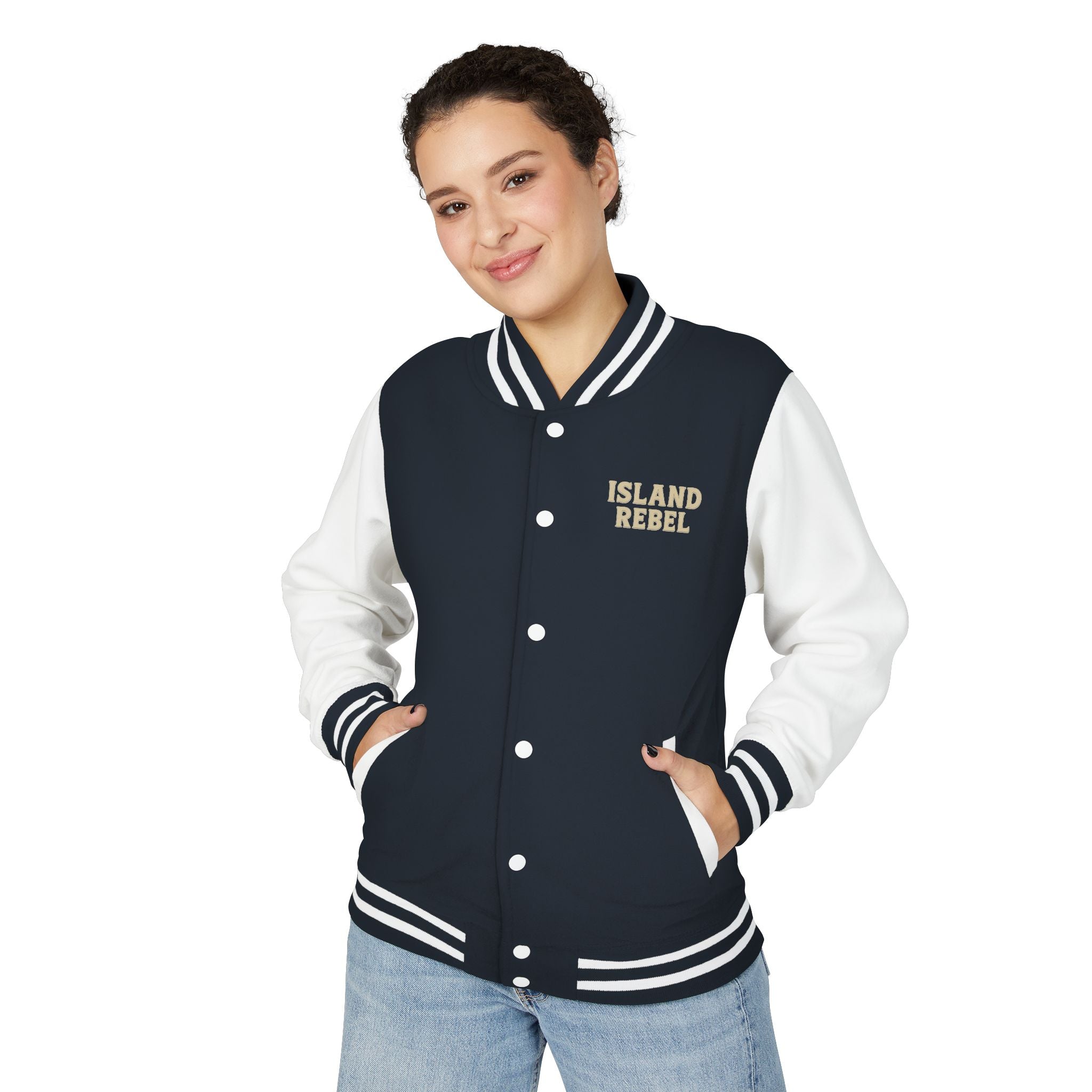 Letterman Jacke College mit Island-Rebel-Aufdruck