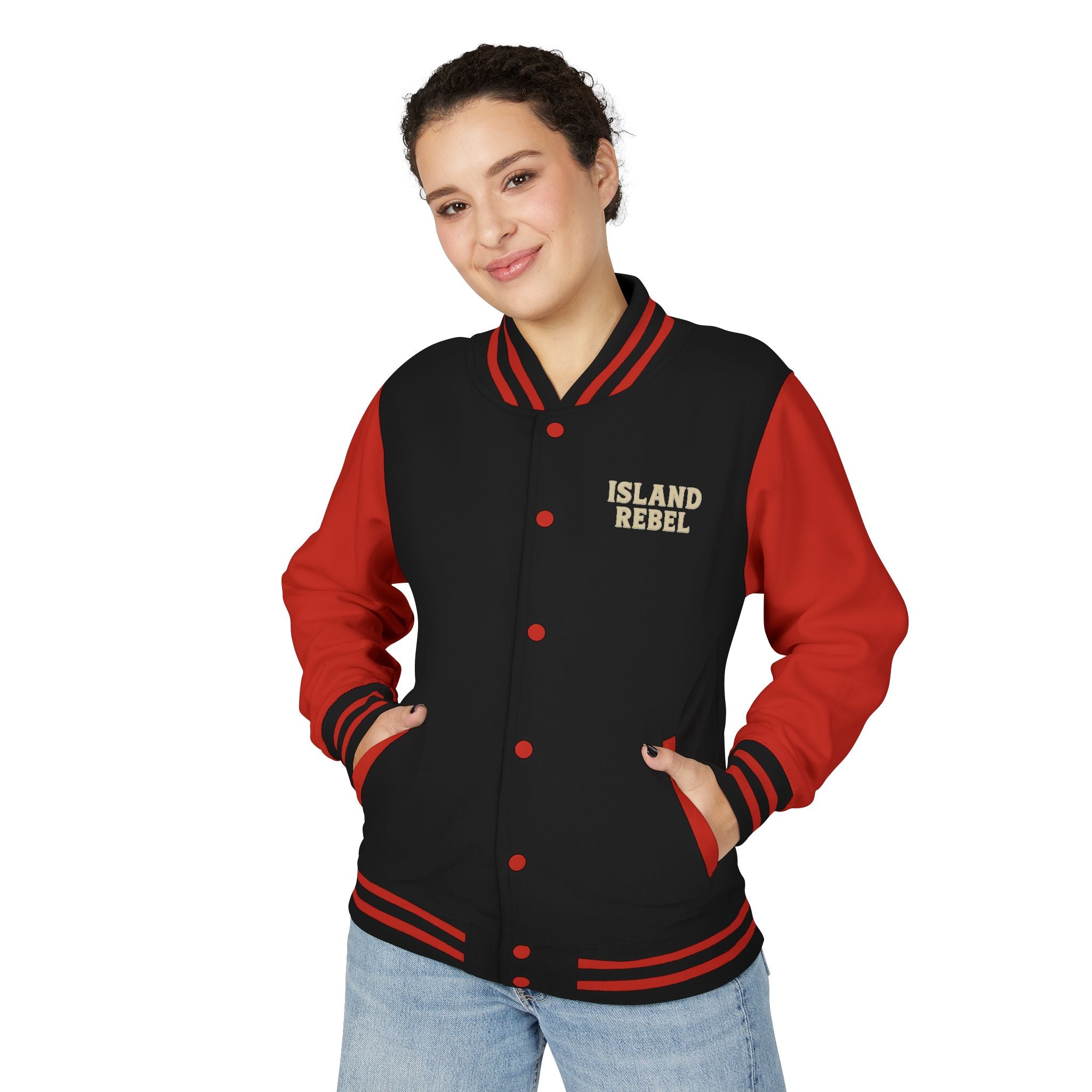 Letterman Jacke College mit Island-Rebel-Aufdruck
