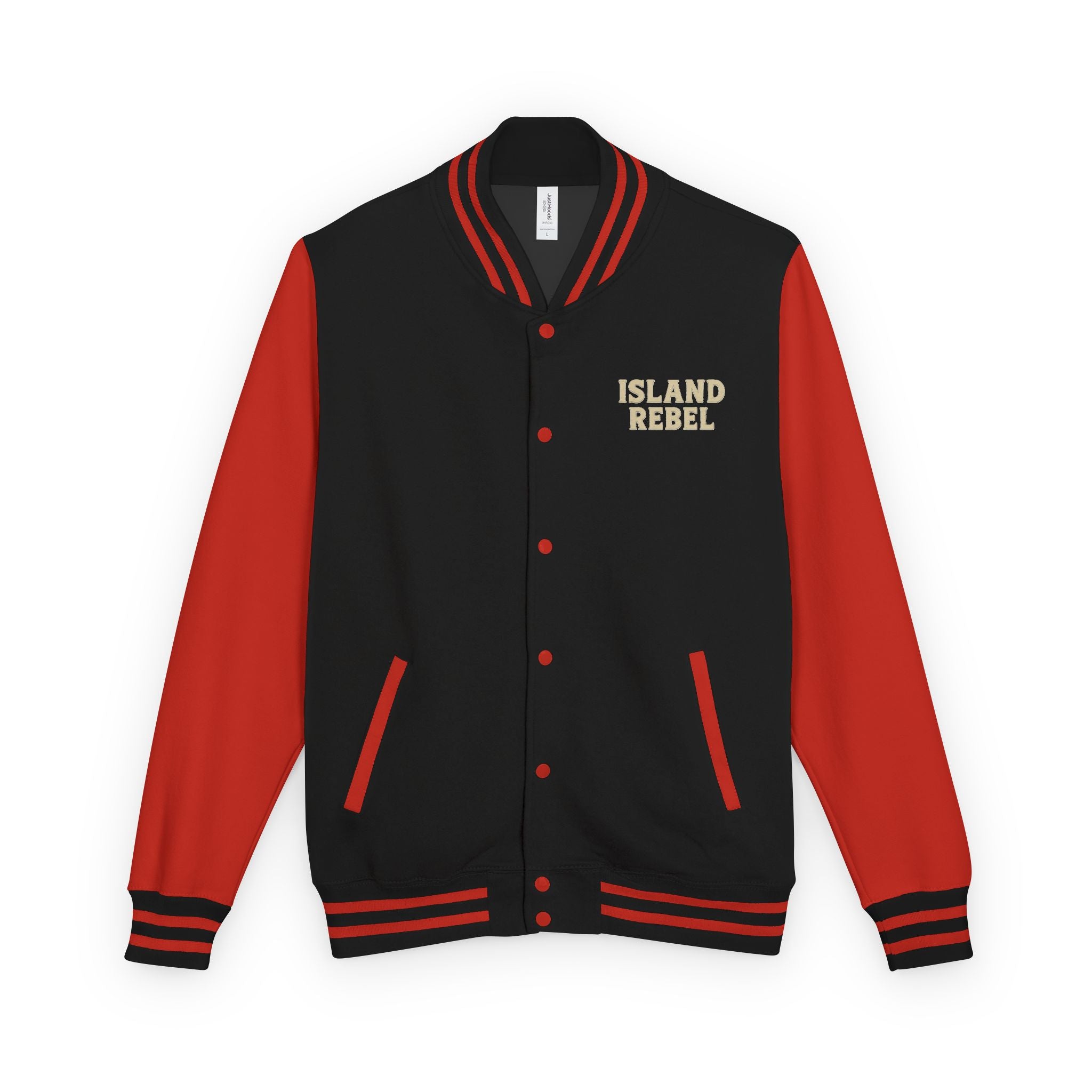 Letterman Jacke College mit Island-Rebel-Aufdruck