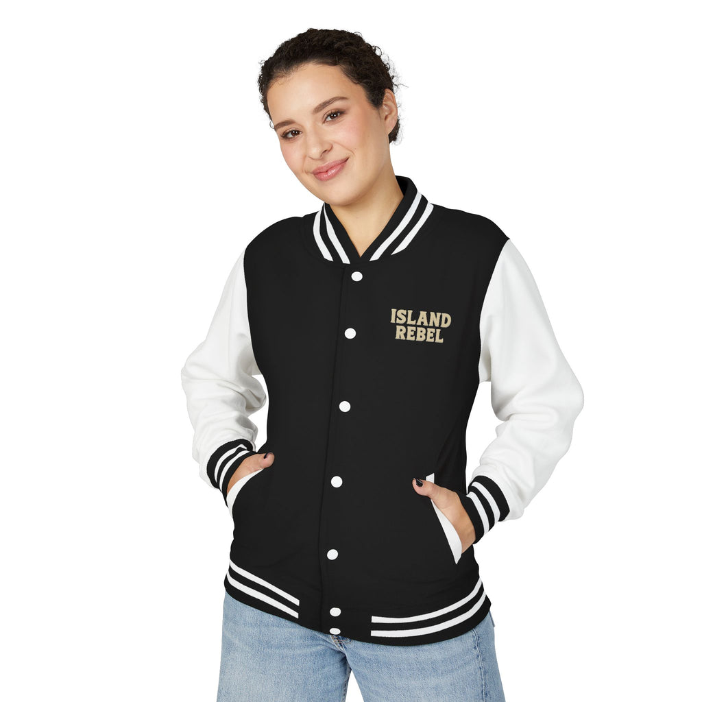 Letterman Jacke College mit Island-Rebel-Aufdruck