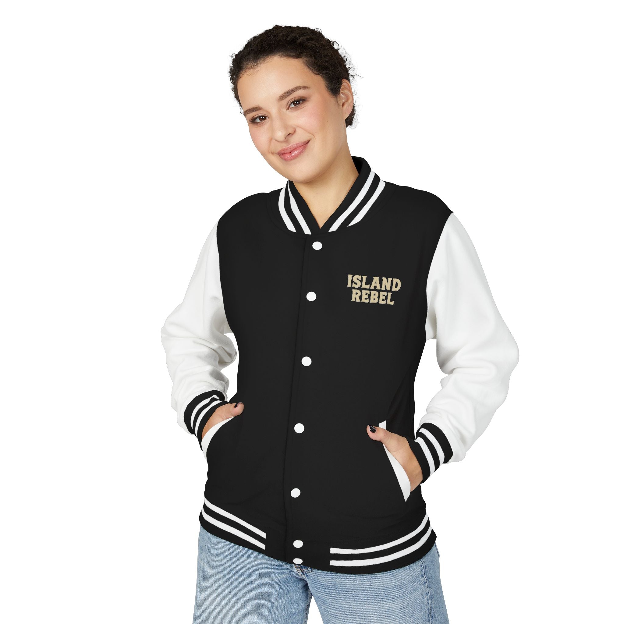 Letterman Jacke College mit Island-Rebel-Aufdruck